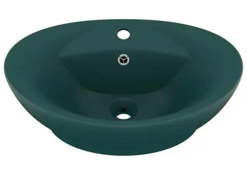 Chiuvetă lux preaplin verde închis mat 58,5x39 cm ceramică oval - 2/5