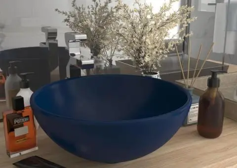 Chiuvetă baie lux albastru închis mat 32,5x14cm ceramică rotund - 1/5