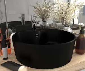 vidaXL Chiuvetă de lux cu preaplin, negru mat, 36 x 13 cm, ceramică