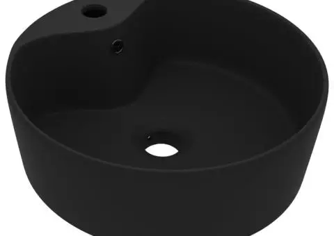 Chiuvetă de lux cu preaplin, negru mat, 36 x 13 cm, ceramică - 2/5