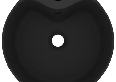 Chiuvetă de lux cu preaplin, negru mat, 36 x 13 cm, ceramică - 3/5