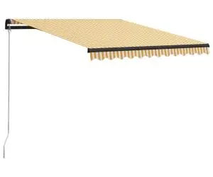 vidaXL Copertină retractabilă manual, galben și alb, 300 x 250 cm