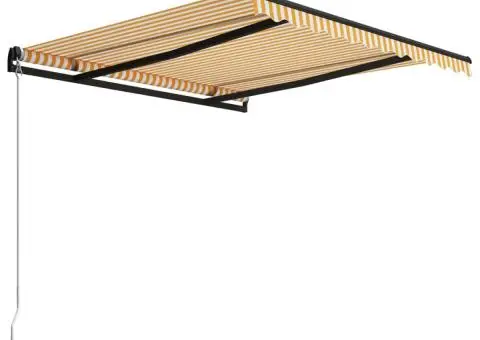 Copertină retractabilă manual, galben și alb, 300 x 250 cm - 3/5