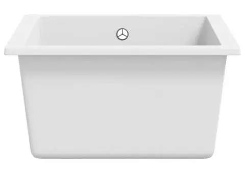 Chiuvetă de bucătărie cu orificiu de preaplin, alb, granit - 4/5