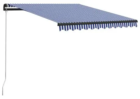 Copertină retractabilă manual, albastru și alb, 300 x 250 cm - 1/5