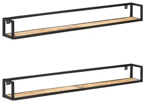 Rafturi de perete, 2 buc., 160 cm, lemn de mango nefinisat - 1/5