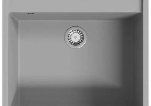 Chiuvetă de bucătărie cu orificiu de preaplin, gri, granit - 2/5