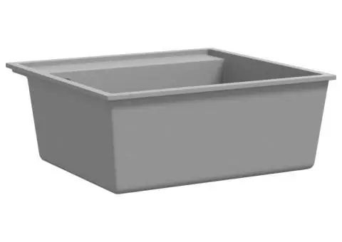 Chiuvetă de bucătărie cu orificiu de preaplin, gri, granit - 3/5