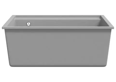 Chiuvetă de bucătărie cu orificiu de preaplin, gri, granit - 4/5