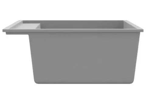 Chiuvetă de bucătărie cu orificiu de preaplin, gri, granit - 5/5