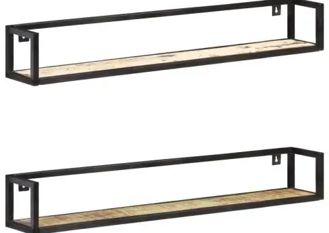 Rafturi de perete, 2 buc., 120 cm, lemn masiv reciclat - 1/5