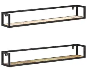 vidaXL Rafturi de perete, 2 buc., 120 cm, lemn masiv reciclat