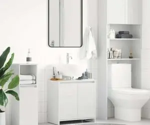 vidaXL Dulap de baie, alb extralucios, 60x33x61 cm, lemn prelucrat