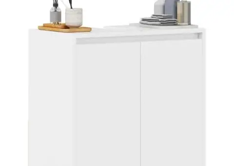 Dulap de baie, alb extralucios, 60x33x61 cm, lemn prelucrat - 4/5