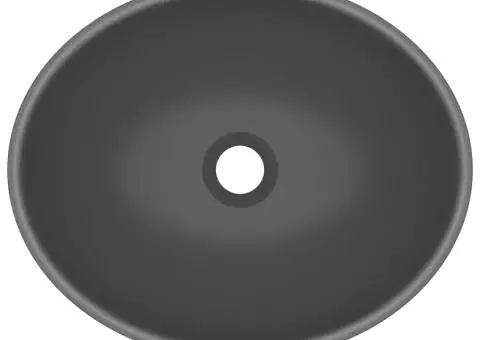 Chiuvetă de lux, gri închis mat, 40x33cm, ceramică, formă ovală - 4/5