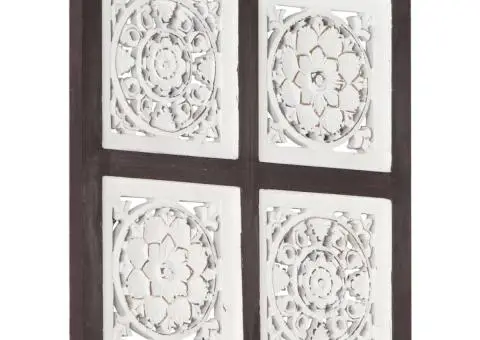 Panouri perete sculptate manual, maro/alb, 40x40x1,5 cm, MDF - 1/5