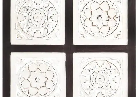 Panouri perete sculptate manual, maro/alb, 40x40x1,5 cm, MDF - 2/5