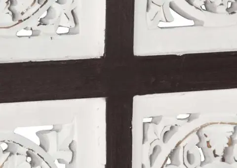 Panouri perete sculptate manual, maro/alb, 40x40x1,5 cm, MDF - 4/5