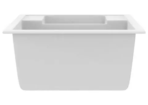 Chiuvetă de bucătărie dublă cu orificiu de preaplin alb granit - 5/5