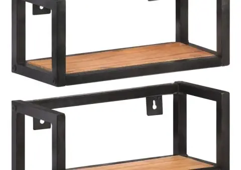 Rafturi de perete, 2 buc., 40 cm, lemn masiv de acacia - 1/5