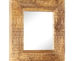 vidaXL Oglindă sculptată manual, 50x50x2,5 cm, lemn masiv de mango