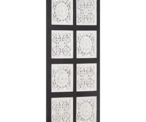 vidaXL Panou de perete sculptat manual, negru și alb, 40x80x1,5 cm MDF