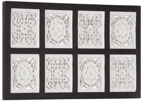 Panou de perete sculptat manual, negru și alb, 40x80x1,5 cm MDF - 3/5