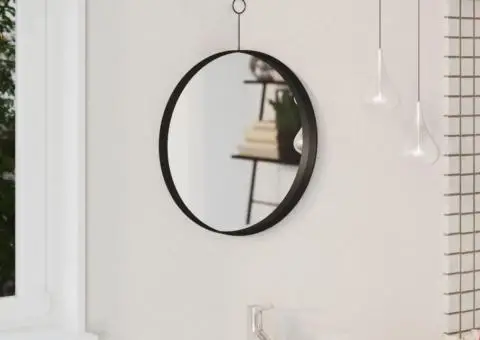 Oglindă suspendată cu agățătoare, negru, 40 cm - 1/5