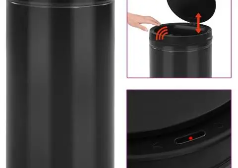 Coș de gunoi automat cu senzor, 60 L, negru, oțel carbon - 1/5