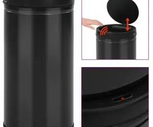 vidaXL Coș de gunoi automat cu senzor, 60 L, negru, oțel carbon