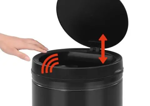 Coș de gunoi automat cu senzor, 60 L, negru, oțel carbon - 5/5
