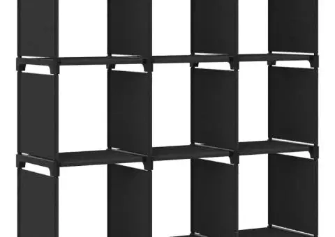 Raft expunere 9 cuburi negru 103x30x107,5 cm, material textil - 1/5