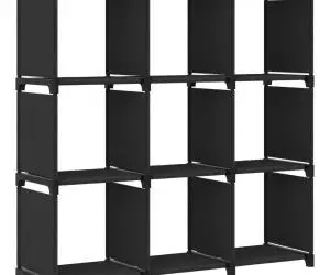 vidaXL Raft expunere 9 cuburi negru 103x30x107,5 cm, material textil