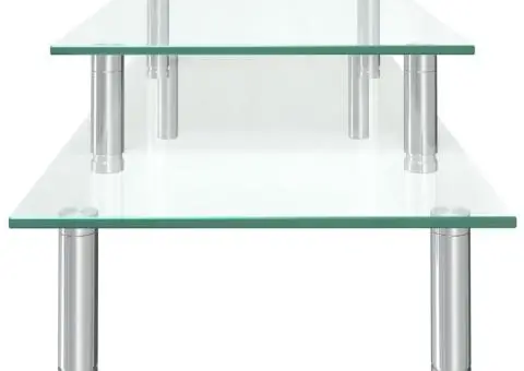 Suport de monitor cu 2 niveluri, transparent, sticlă - 4/5