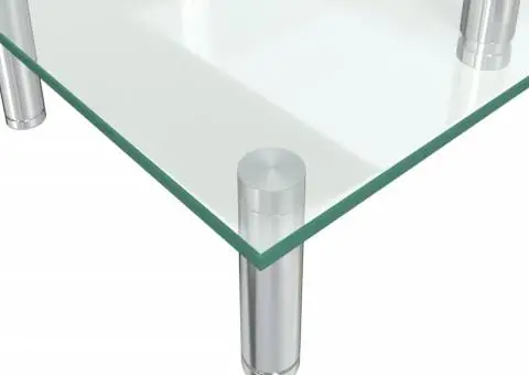 Suport de monitor cu 2 niveluri, transparent, sticlă - 5/5