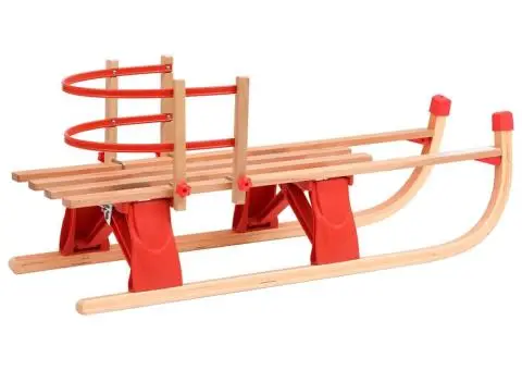 Sanie pliabilă pentru zăpadă cu spătar, 119 cm, lemn - 3/5