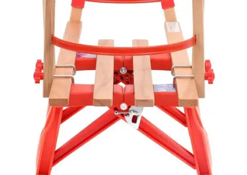 Sanie pliabilă pentru zăpadă cu spătar, 119 cm, lemn - 4/5