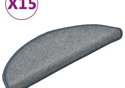 Covorașe pentru trepte scară, 15 buc., gri/albastru, 56x17x3 cm - 2/5