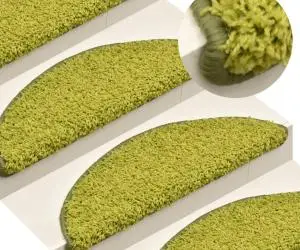 vidaXL Covorașe pentru trepte scară, 15 buc., verde, 65 x 21 x 4 cm