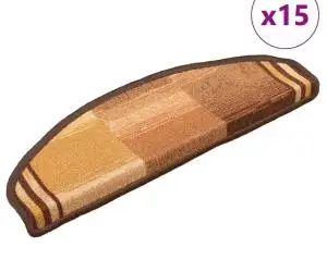 vidaXL Covorașe autoadezive scări, 15 buc., maro, 65x21x4 cm
