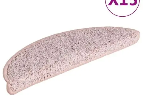 Covorașe pentru trepte scară, 15 buc., roz deschis, 56x17x3 cm - 2/5