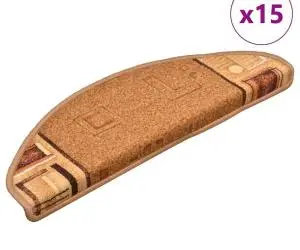 vidaXL Covorașe scări autoadezive, 15 buc., bej, 65x21x4 cm