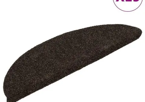 Covorașe pentru scări autoadezive, 15 buc., 56x17x3 cm, maro închis, semirotunde - 2/5