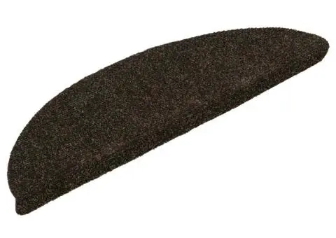 Covorașe pentru scări autoadezive, 15 buc., 56x17x3 cm, maro închis, semirotunde - 3/5