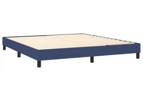 Pat cu arcuri, saltea și LED, albastru, 160x200 cm, textil - 5/5