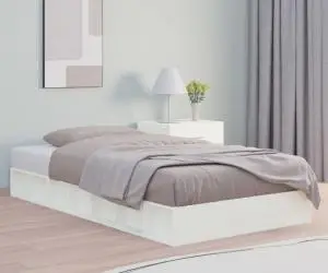vidaXL Cadru de pat, alb, 90x200 cm, lemn masiv