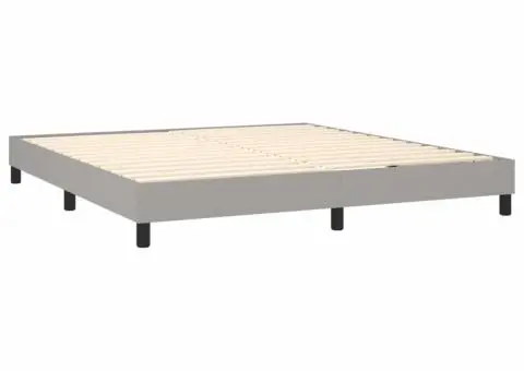 Pat cu arcuri, saltea și LED, gri deschis, 180x200 cm, textil - 5/5