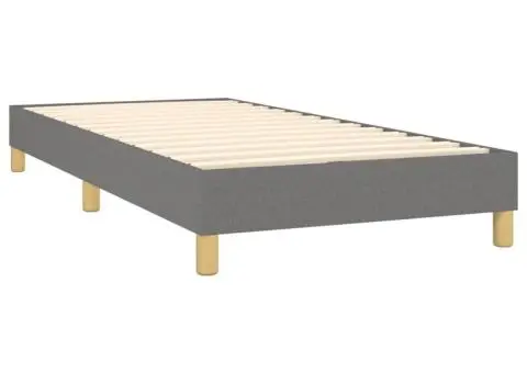 Pat cu arcuri, saltea și LED, gri închis, 90x190 cm, textil - 5/5