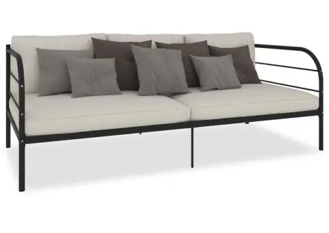 Cadru pat de zi, negru, 90 x 200 cm, metal - 2/5