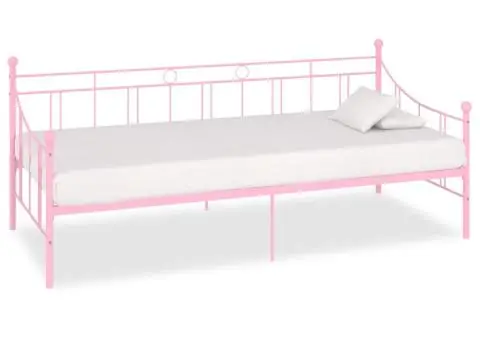 Cadru de pat, roz, 90 x 200 cm, metal - 1/5